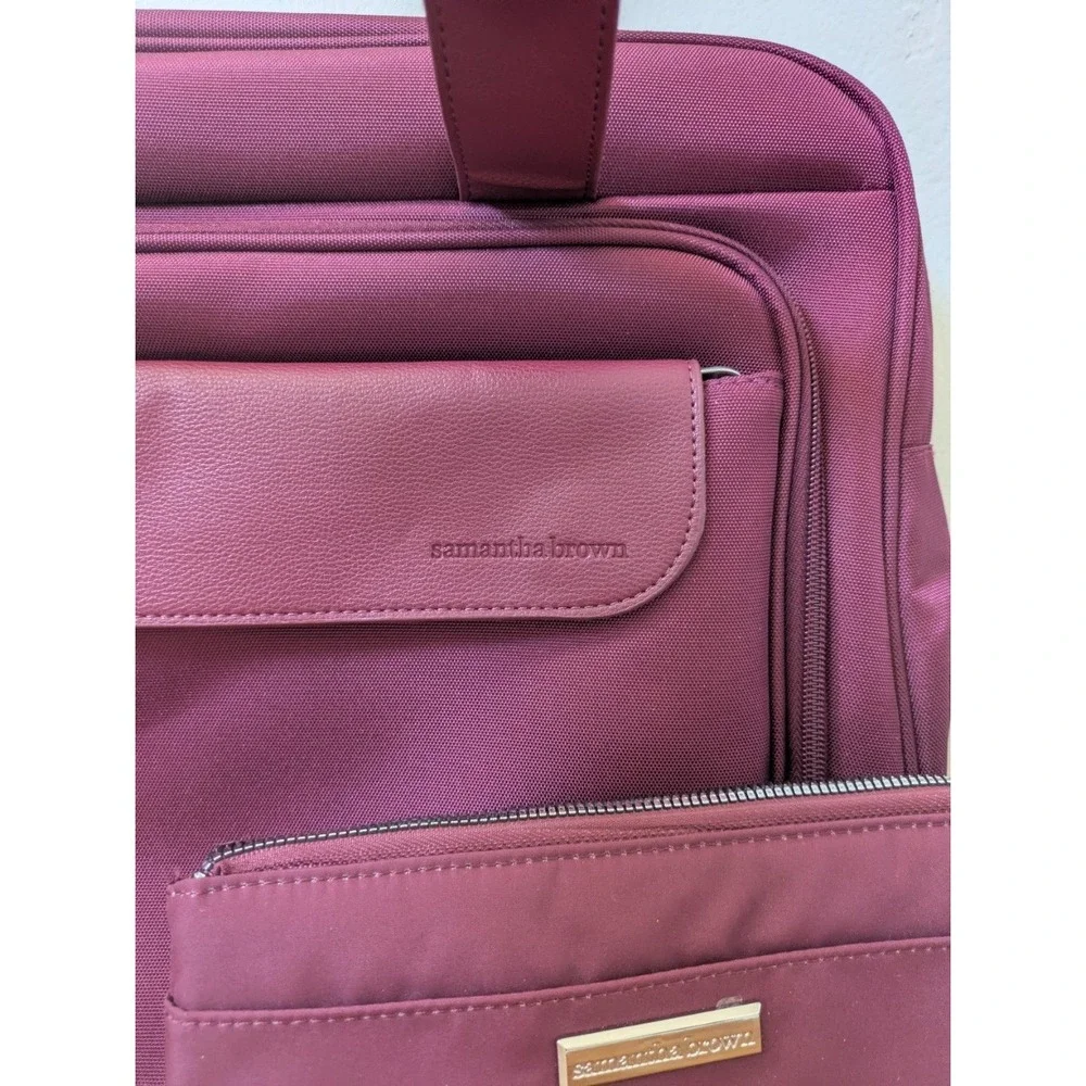 Samantha Brown Laptop Bag & Wallet Set Women OS Burgundy Recycled Fabric Travel